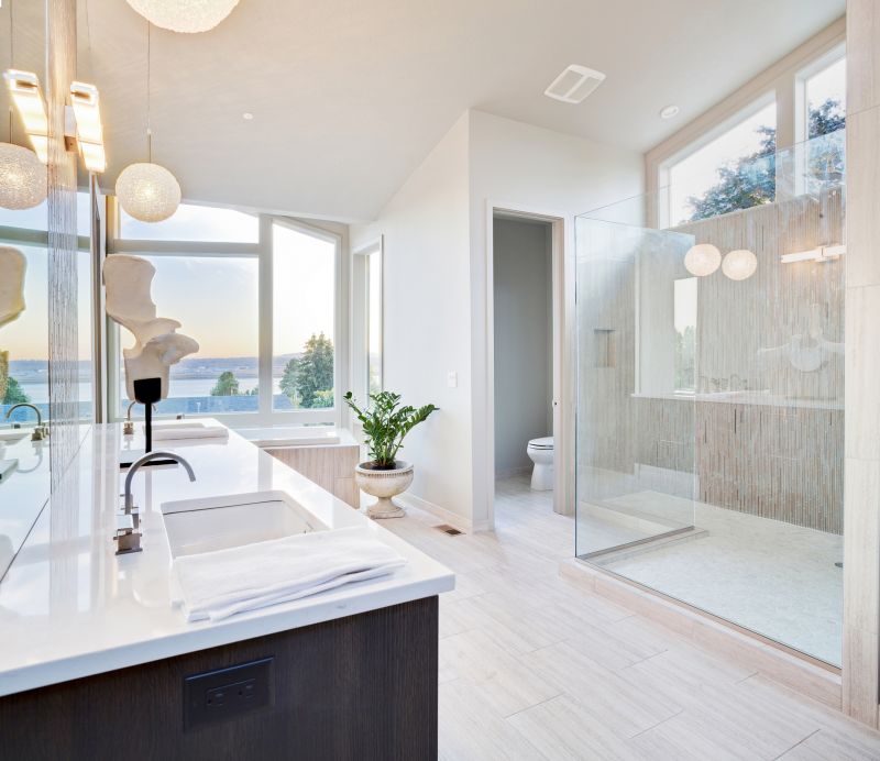Contemporary Bathroom with Glass Features
